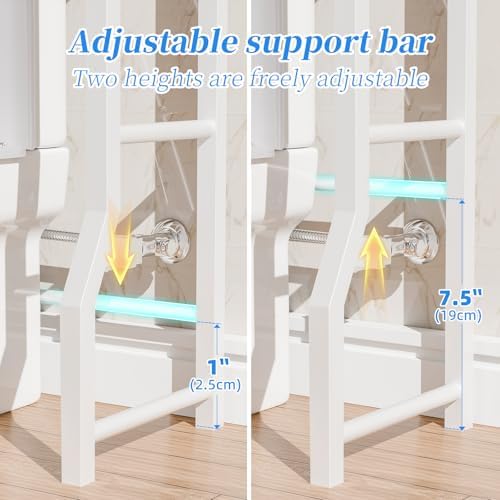 Simple Trending 4 Tier Over The Toilet Storage with Drawers，Holder & Hooks