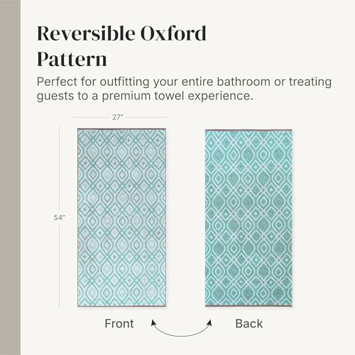Modern Threads 6 Piece Bath Towel Set – Bathroom Set with 2 Bath Towels, 2 Hand Towels, and 2 Wash Cloths – 100% Cotton, Super Absorbent & Extra Soft – Reversible Classic Diamond (Aqua)