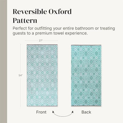 Modern Threads 6 Piece Bath Towel Set – Bathroom Set with 2 Bath Towels, 2 Hand Towels, and 2 Wash Cloths – 100% Cotton, Super Absorbent & Extra Soft – Reversible Classic Diamond (Aqua)