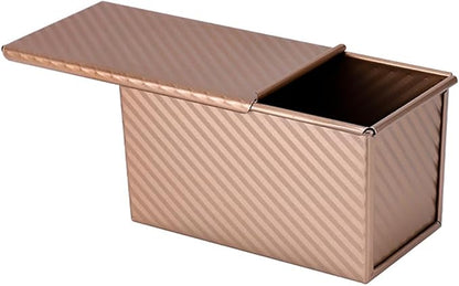 Small Pullman Loaf Pan with Lid, 0.5 lb Dough Capacity, Mini Bakeware Carbon Steel Toast Mold for Baking Bread