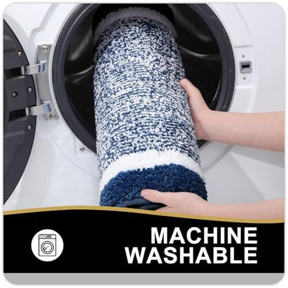 OLANLY Bathroom Runner Rugs 47x20, Long Bath Mats for Bathroom Floor, Navy