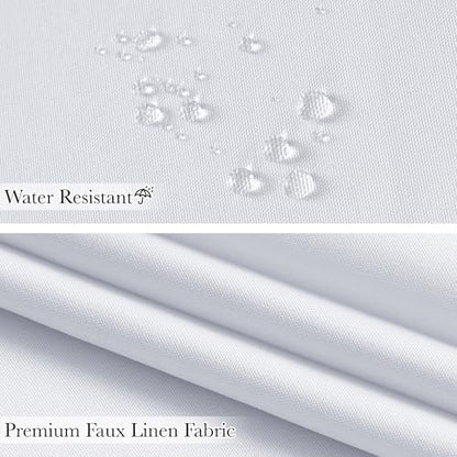 KGORGE White Scalloped Bathroom Shower Curtain Linen Textured, Boho Farmhouse Home Decor Privacy Waterproof for Bathtub Machine Washable, Pure White, 72 x 72 inches Long, 12 Hooks Included