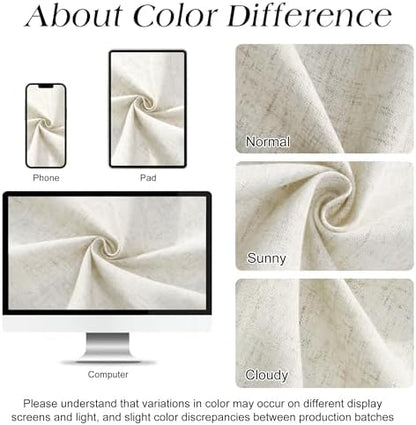 Naturoom Linen Shower Curtain 92 Inch Long for Bathroom Cream 1 Panel