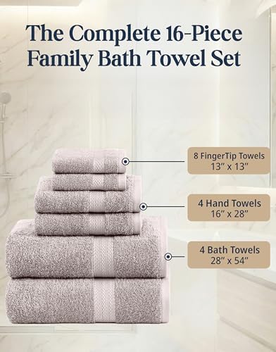 LANE LINEN Bath Towel Set 100% Cotton 16 Piece Soft Absorbent - Platinum