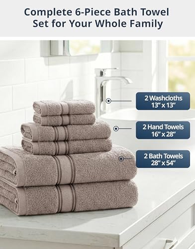LANE LINEN Towel Set Soft Absorbent Quick Dry 100% Cotton - Platinum