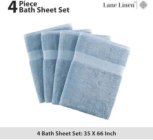 LANE LINEN Large Bath Sheet Soft Absorbent Quick Dry 4 Pack - Allure