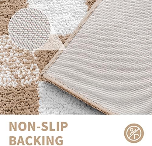 CozeCube Beige Checkered Bath Mat 32"x20" Non Slip Washable Rug
