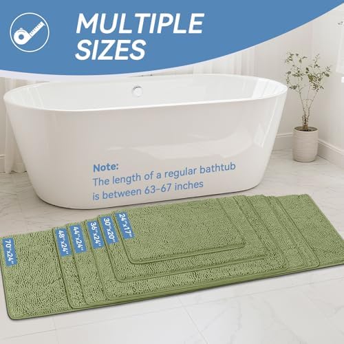 Bcoimo Bath Rug Mat,Sage Chenille High Absorbent Bathroom Mat for Floor Tub