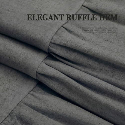 Farmhouse Shower Curtain Ruffle Linen Flax Dark Gray 72" W x 72" L