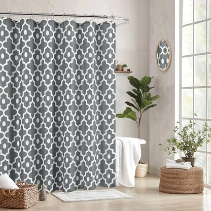 Fabric Modern Shower Curtain-Dark Grey & White Shower Curtains for Bathroom