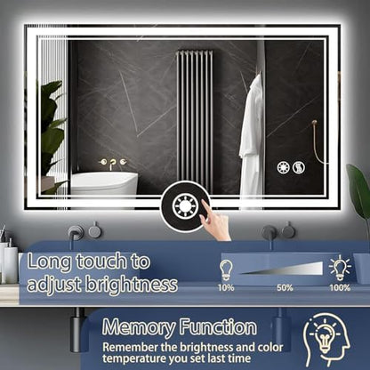 28“ x 40” LED Mirror for Bathroom, Dimmable 3 Colors, Fogless