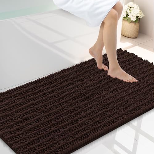 Smiry Bathroom Rugs 40X24, Extra Soft Rubber Backing Chenille Bath Mats