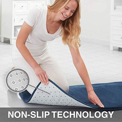 Memory Foam Bath Mat Non Slip Absorbent Super Cozy Velvet Bathroom Rug Carpet (20 inches X 32 inches, Navy)