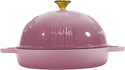 Flavehc Bread Oven Cast Iron Bread Dutch Oven with Cloche Lid for Bread Baking BerryPink Enameled Cast Iron Bread Oven with Dome Lid for Sourdough 5 qt