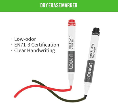LOUKin Magnetic and Adhesive Marker Holder, Dry Erase Accessory Tray Set (Includes 1 Eraser, 1 Cleaner, 2 Dry Erase Markers and 6 Magnets), Ideal for Office, School or Home Use.