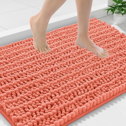 Smiry Bathroom Rugs 47X24, Extra Soft Rubber Backing Chenille Bath Mats