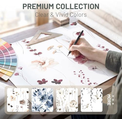 WITHLOC No Hook Floral Shower Curtain with Liner, Burgundy Flower, 71x74