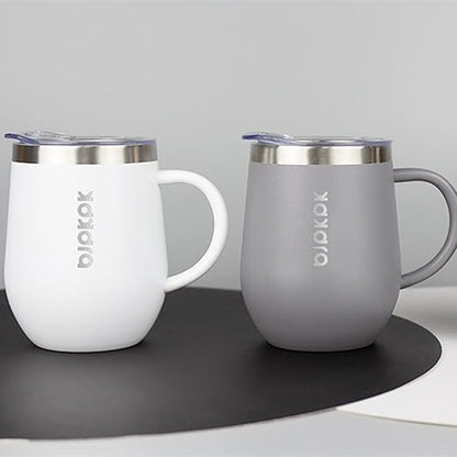 BJPKPK 2 pcs Insulated Coffee Mug, 12 oz Stainless Steel Insulated Coffee Tumbler with Lid for Hot Drinks & Cold Drinks-Gray