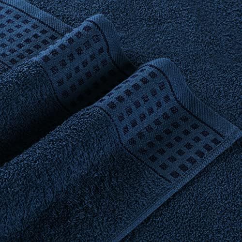 GLAMBURG 100% Cotton Ultra Soft 6 Pack Towel Set, Contains 2 Bath Towels 28x55 Inches, 2 Hand Towels 16x24 Inches & 2 Wash Coths 12x12 Inches, Compact Absorbent Lightweight & Quickdry - Mineral Blue