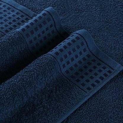 GLAMBURG 100% Cotton Ultra Soft 6 Pack Towel Set, Contains 2 Bath Towels 28x55 Inches, 2 Hand Towels 16x24 Inches & 2 Wash Coths 12x12 Inches, Compact Absorbent Lightweight & Quickdry - Mineral Blue