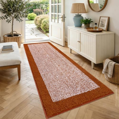 70x24 Bathroom Rugs Non Slip Washable, Soft Absorbent Bath Mat Coral Orange