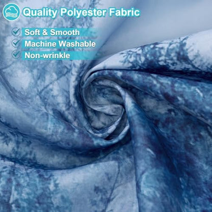 ORTIGIA Blue Shower Curtain for Bathroom, Misty Forest Nature Woodland Shower Curtain Set with Metal Hooks, Decorative Pine Tree Fog Magic Bath Curtain for Home, Waterproof Fabric, Weighted, 72x72