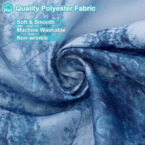 ORTIGIA 84 Inch Long Blue Misty Forest Shower Curtain for Bathroom, Nature Woodland Shower Curtain Set with Hooks, Decorative Pine Tree Fog Magic Bath Curtain, Waterproof Fabric, Weighted, 72x84