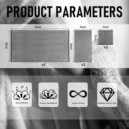 Everplush Diamond Jacquard 6 Pieces Bath Towel Set, Luxury Super Soft Oversized everplush Towels, Highly Absorbent Diamond Jacquard Quick Dry Bath Towel for Bathroom Dusk