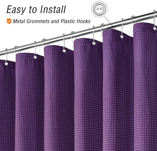 Gibelle Purple Cloth-Textured Shower Curtain, Hotel Style, 72 X 72