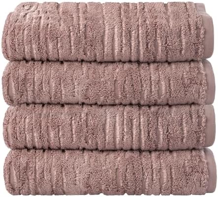 SKL Home CloudSoft 100% Cotton Luxury 4-Piece Bath Towel Set, Clay