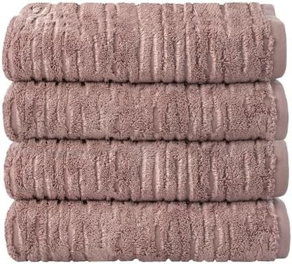 SKL Home CloudSoft 100% Cotton Luxury 4-Piece Bath Towel Set, Clay