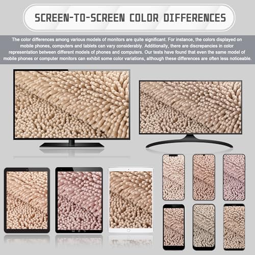 Yimobra Long Bathroom Rugs 47"x24", Extra Soft Non Slip Bath Mat for Tub, Super Absorbent Quick Dry Shaggy Rug Floor Carpet, Machine Washable,Beige