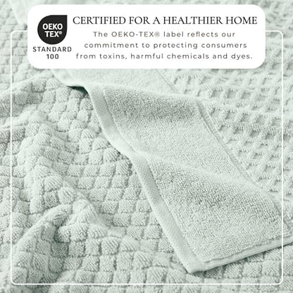 Great Bay Home Hand Towels - 100% Cotton 6 Pack 26x16 Hand Towel Set - Absorbent, Durable, Quick-Dry Towels for Bathroom (Pastel Blue)