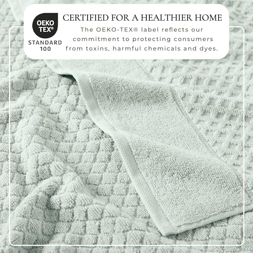 Great Bay Home Bath Towels - 100% Cotton 6 Piece Towel Set - Diamond Waffle Weave - Absorbent, Durable, Quick-Dry Towels for Bathroom (Pastel Blue)