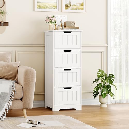 FOTOSOK Bathroom Storage Cabinet with 4 Drawers, Small Bathroom Cabinet
