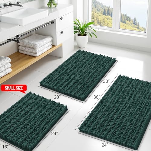Smiry Bathroom Rugs 24X16, Extra Soft Rubber Backing Chenille Bath Mats