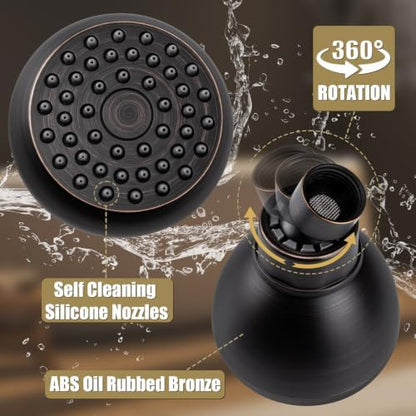 AISOSO Fixed Shower Head High Pressure 2PCS 3" Showerhead Oil Rubbed Bronze