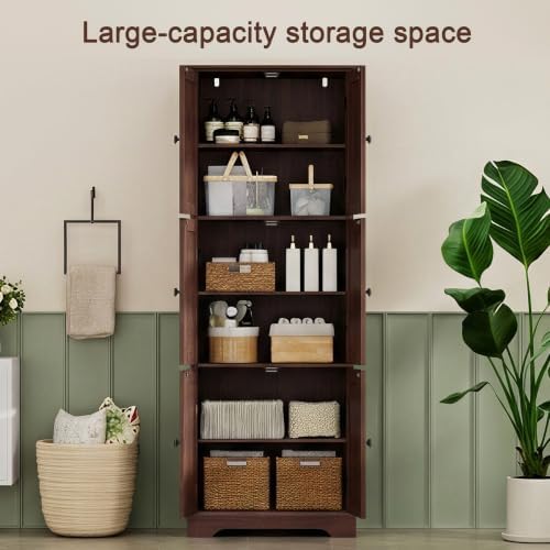ChooChoo 63.2" Tall Bathroom Storage Cabinet with 6 Doors
