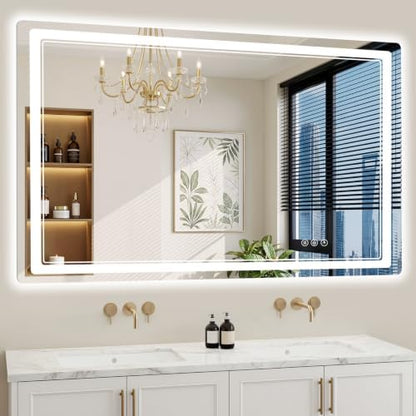 36"x60" LED Bathroom Mirror with Lights, Backlit + Front Lit, Anti-Fog, Lighted Bathroom Mirror for Wall, HD Shatterproof Tempered Glass, Dimmable, Memory Function (Horizontal/Vertical)