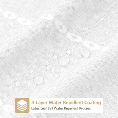 Seenus 72 x 84 inch Extra Long Boho Farmhouse Shower Curtain with Tassels, White Linen Textured Soft Fabric Shower Curtain Heavyweight, Elegant French Country Striped Bathroom Curtain Water Repellent