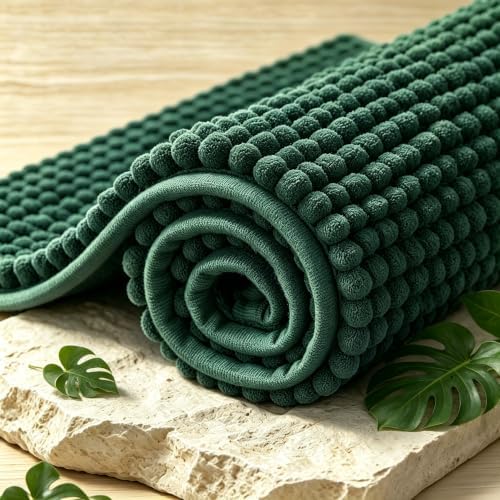 SUBRTEX Bathroom Rugs, 24" x 36" Chenille Bath Rug Soft Short Plush Bath Mat Soft Shower Mat Water Absorbent Shower Mat Quick Dry Machine Washable, Celadon