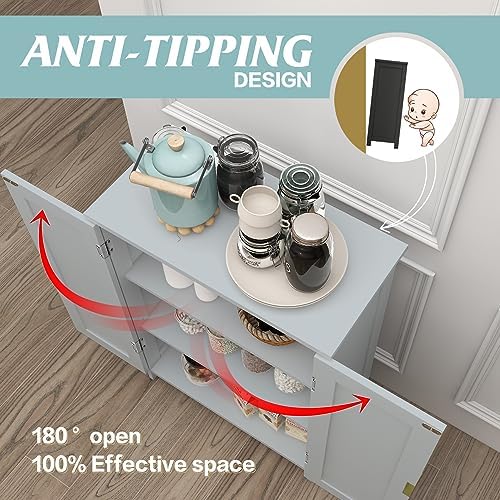 TaoHFE Grey Bathroom Storage Cabinet,Bathroom Cabinets Freestanding