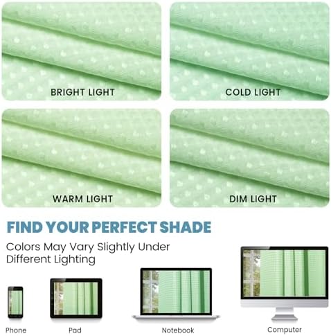 SORTTO No Hook Waffle Shower Curtain with Snap in Liner Set, 71x74, Green