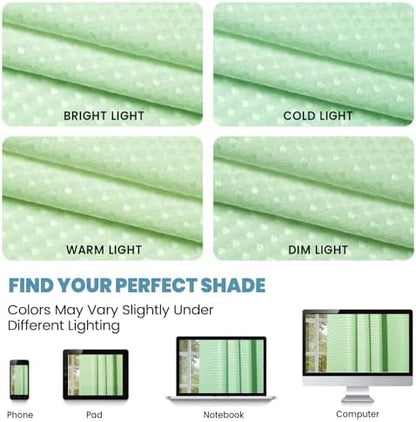 SORTTO No Hook Waffle Shower Curtain with Snap in Liner Set, 71x74, Green