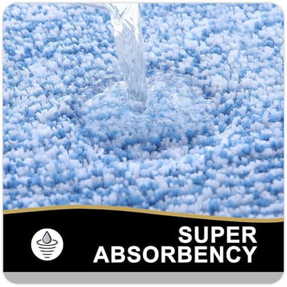 OLANLY Large Bathroom Rugs 40x32, Soft Absorbent Microfiber Bath Rugs, Blue