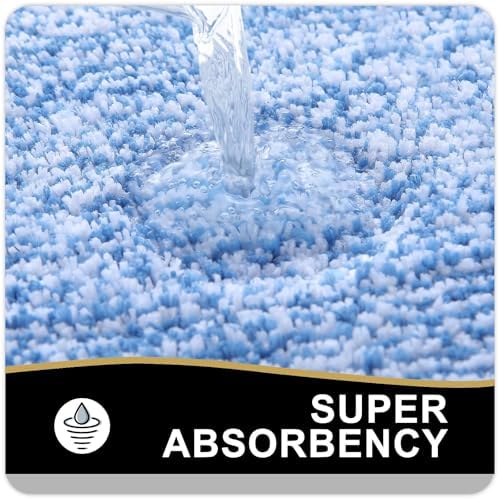 OLANLY Large Bathroom Rugs 47x32, Soft Absorbent Microfiber Bath Rugs, Blue