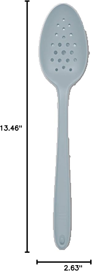 GIR: Get It Right Premium Perforated Spoon - Non-Stick Heat Resistant Silicone Straining Spoon - Perfect for Removing, Filtering, Skimming, Cooking, Frying, Strainer - 13 IN, Slate