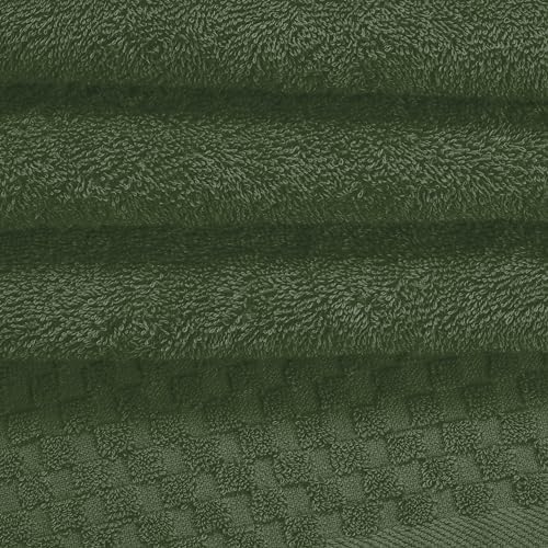 MyOwn Premium Cotton 6 Pack Towel Set for Bathroom, Contains 2 Bath Towels 28x55 inch, 2 Hand Towels 16x24 inch & 2 Wash Coths 12x12 inch, Ideal Everyday use, Compact & Lightweight - Olive Green