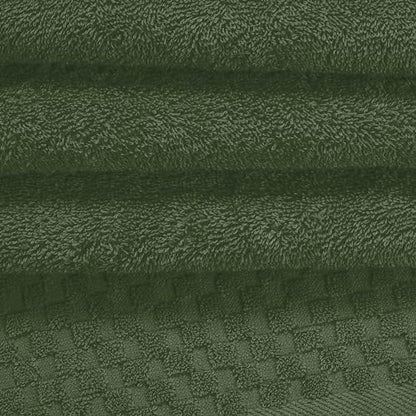 MyOwn Premium Cotton 6 Pack Towel Set for Bathroom, Contains 2 Bath Towels 28x55 inch, 2 Hand Towels 16x24 inch & 2 Wash Coths 12x12 inch, Ideal Everyday use, Compact & Lightweight - Olive Green