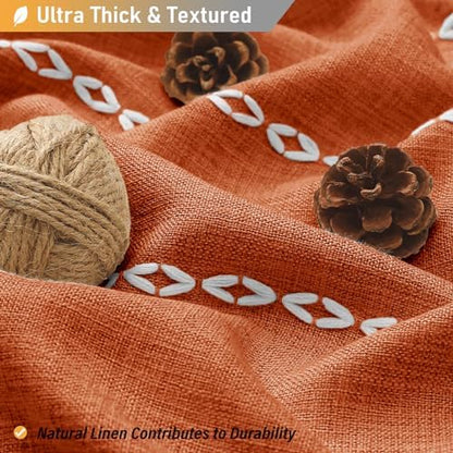 BTTN Small Boho Linen Heavy Duty Cloth Shower Curtain, 36x72, Burnt Orange